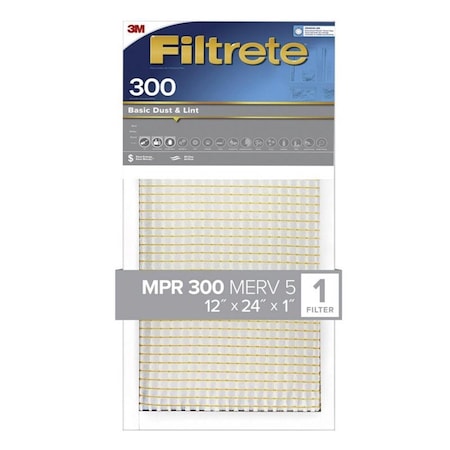 Scotch 12x24x1 Basic Dust & Lint Pleated Air Filter, MERV 5 BA20-4